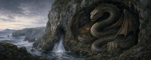 El Culebre en una cueva costera cantabra junto al mar