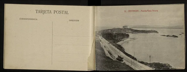Anverso y reverso de una postal de la avenida Reina Victoria conservada por la Biblioteca Nacional de España