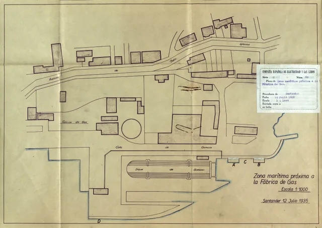 Plano de 1935 rotulado como avenida de Pablo Iglesias, nombre entonces vigente de Reina Victoria