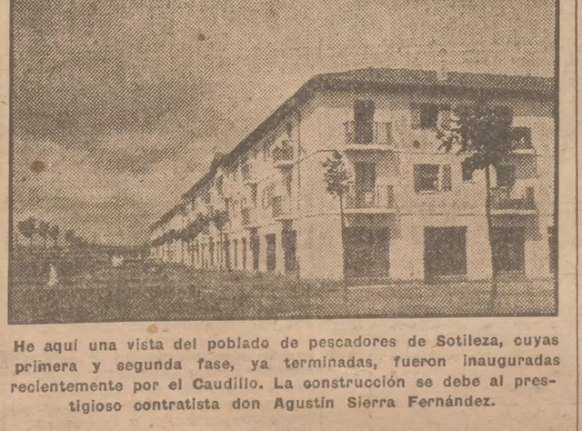 Fotografía publicada en 1946 de las primeras fases terminadas del Poblado de Pescadores Sotileza