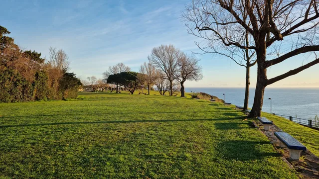 Pradera arbolada y bancos junto al acceso superior de Mataleñas